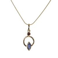 Iolite with Garnet Accent & Gold Chain