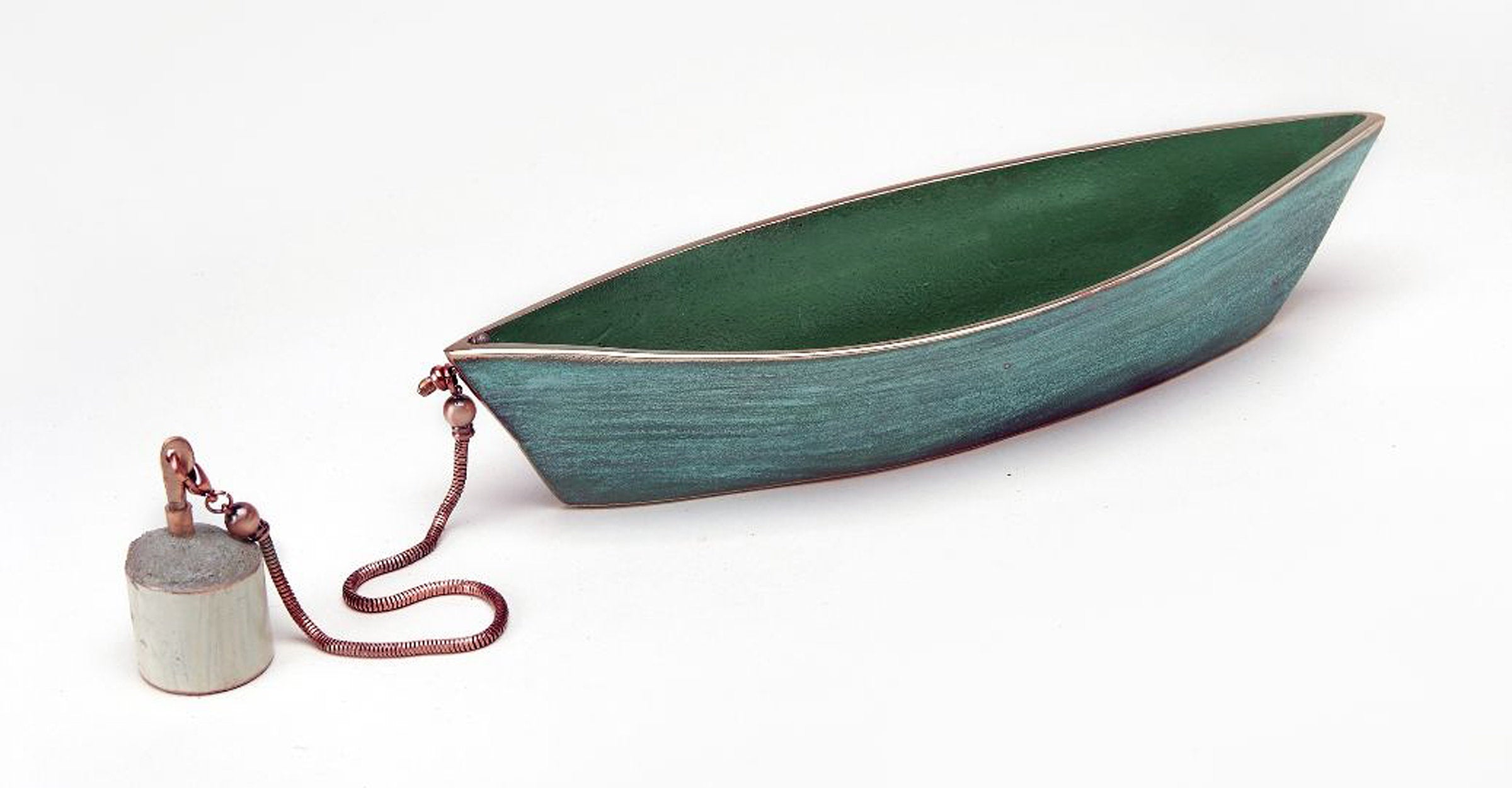 Bronze Dory with Green Patina and Anchor