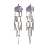Pink Sapphire Dangly Chain Earrings