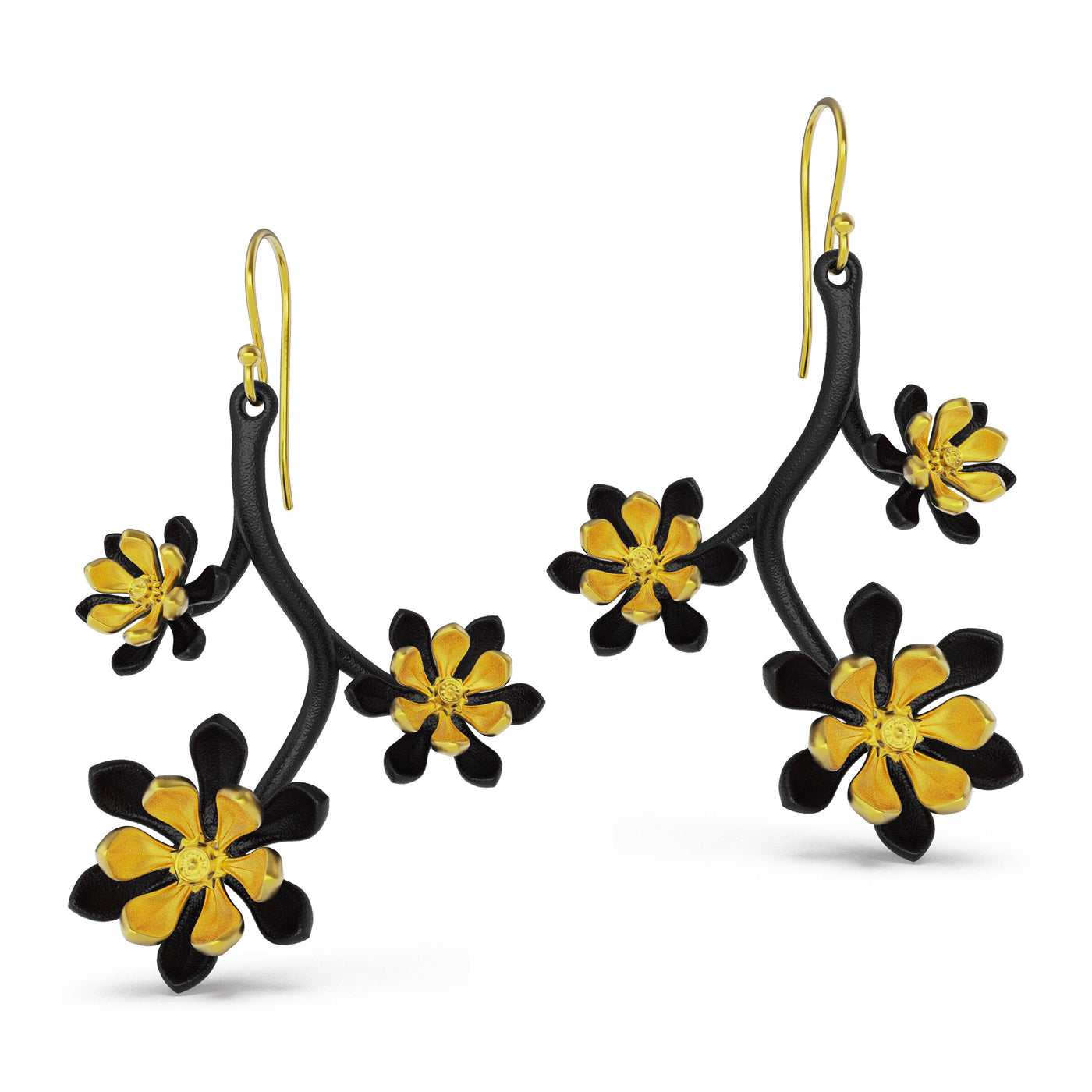 Gold Cherry Blossom Earrings