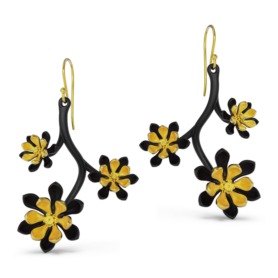 Gold Cherry Blossom Earrings