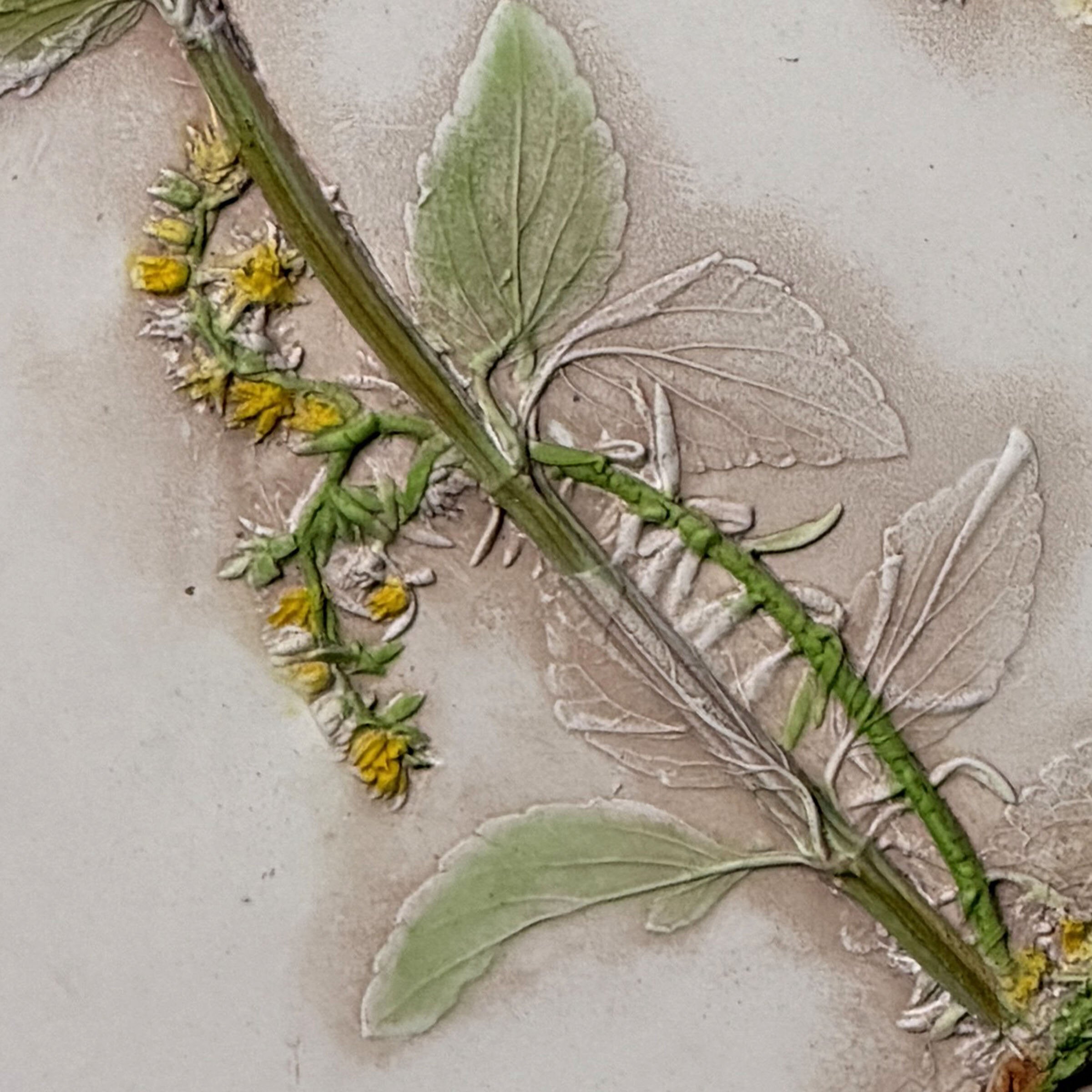 Yellow Sedum & Purple Salvia Heart Tile