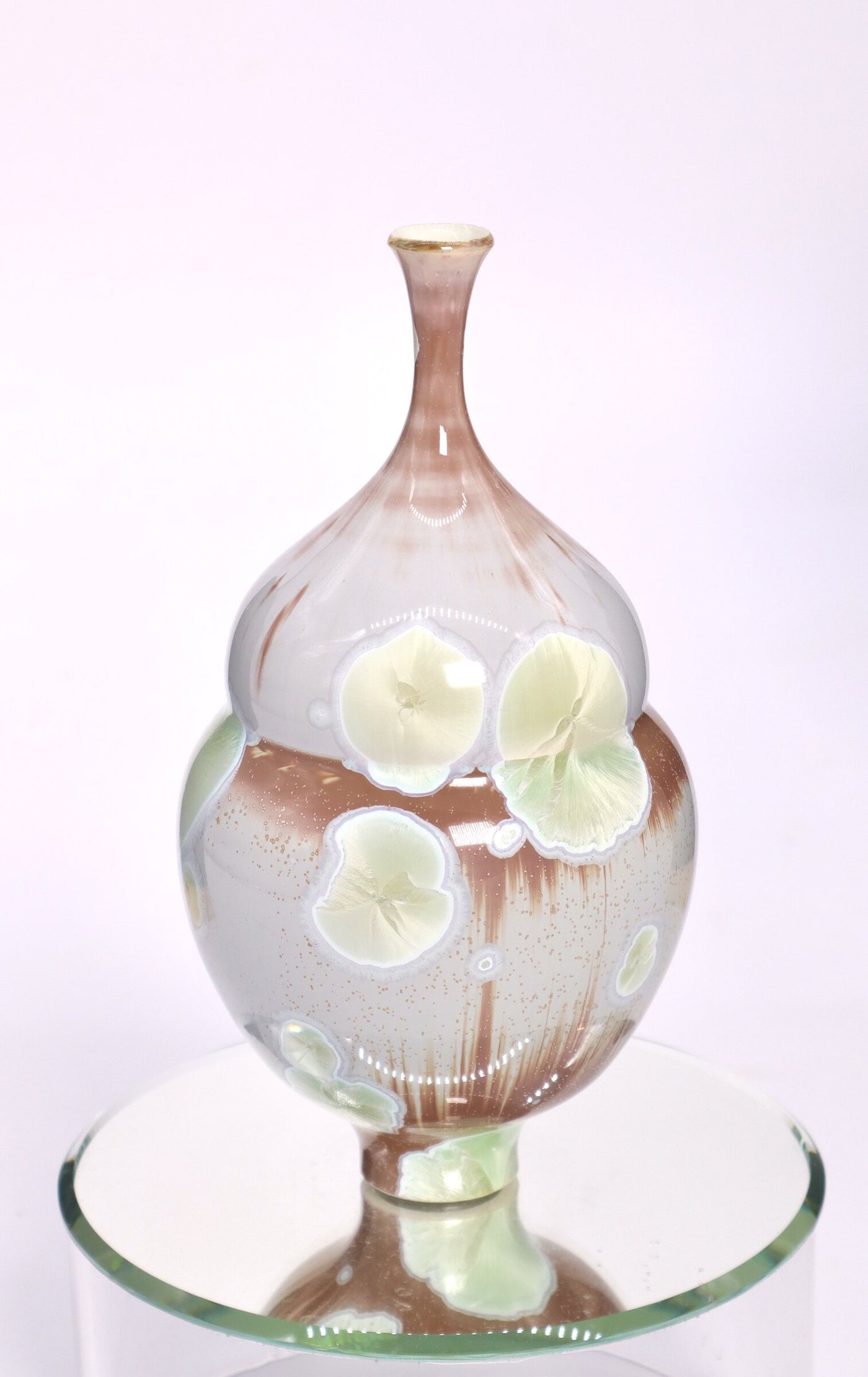 Miniature Crystalline Mauve & Lime Green Bottle