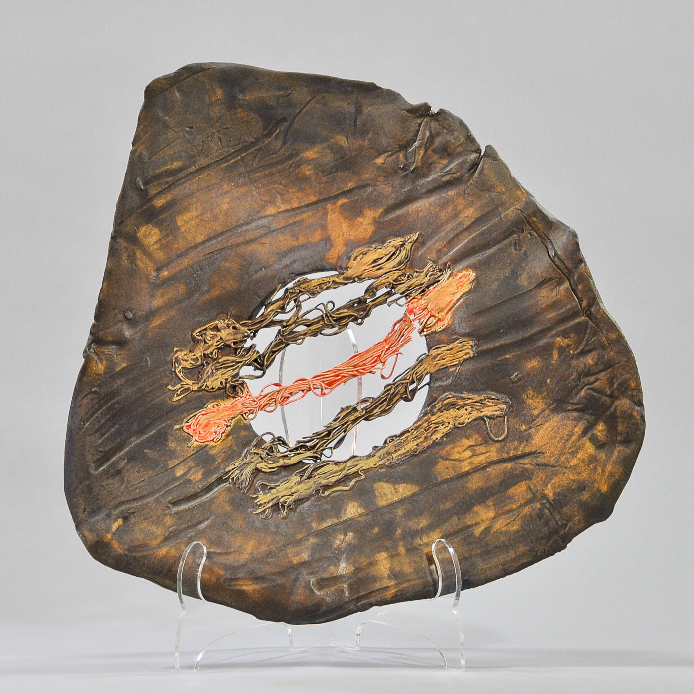 Matte Bronze Platter with Multi-Color Center