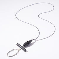 Oval and Black Stone Necklace