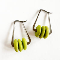 Green Triangular Hoop Earrings