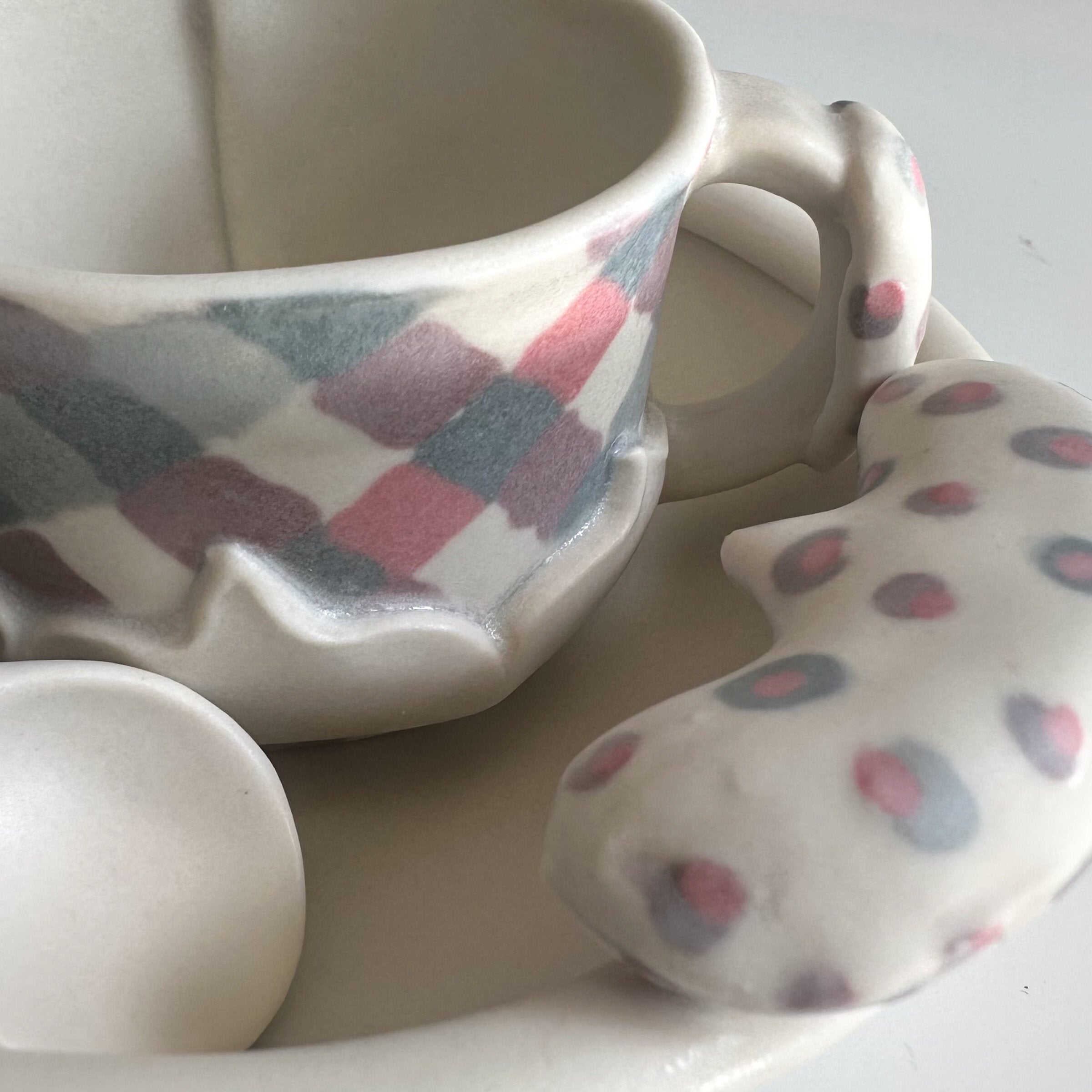 Gingham Dots Sippy Cup Set