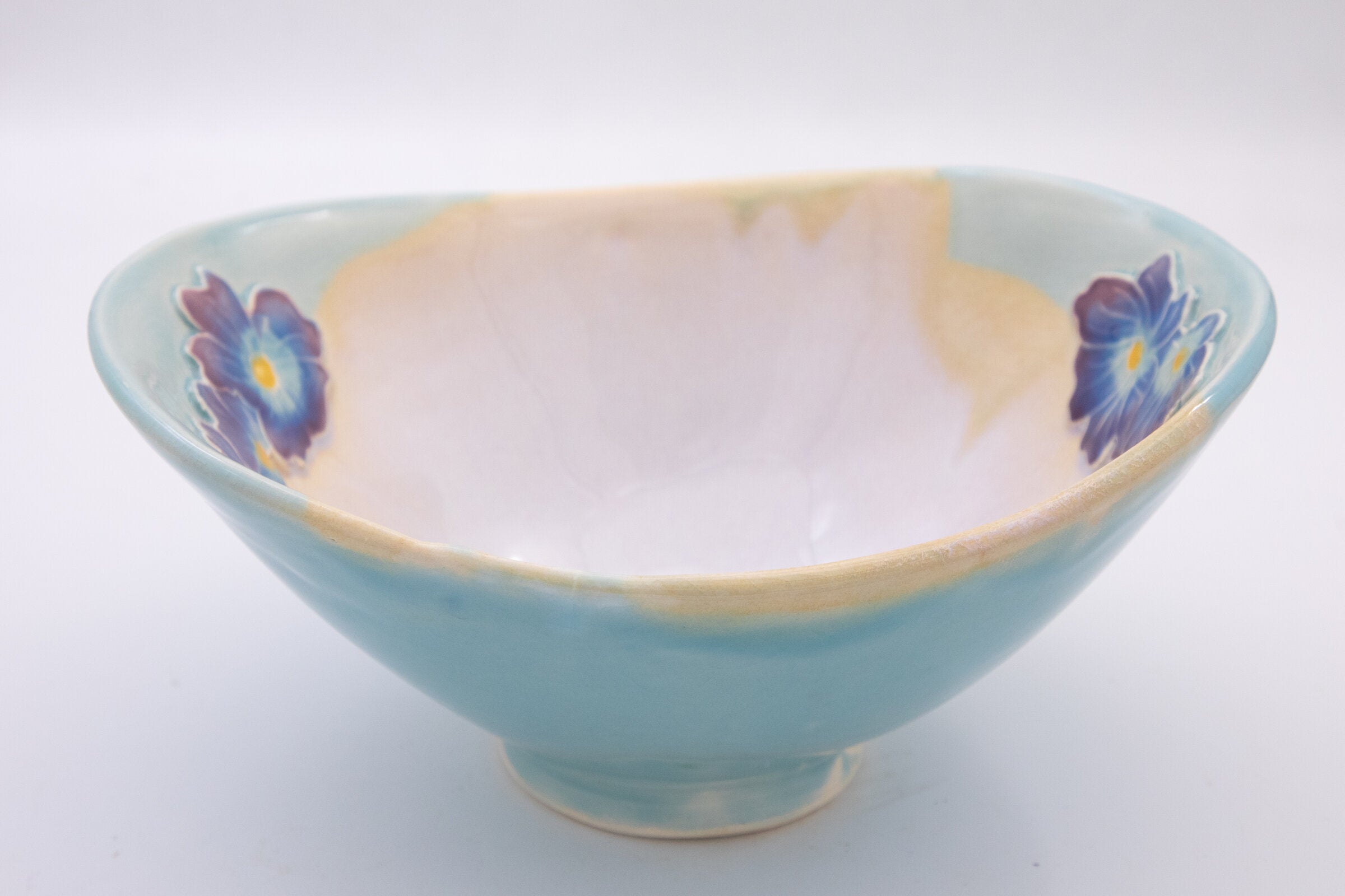 Blue with Violets Serving Bowl
