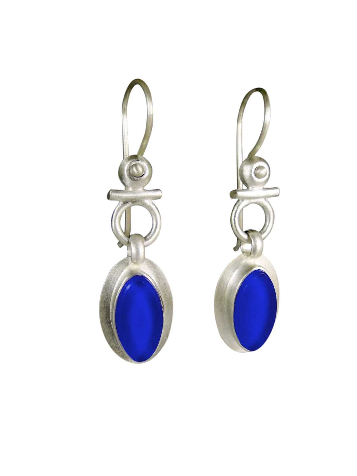 Egyptian Leaf Earrings in Cobalt Glass