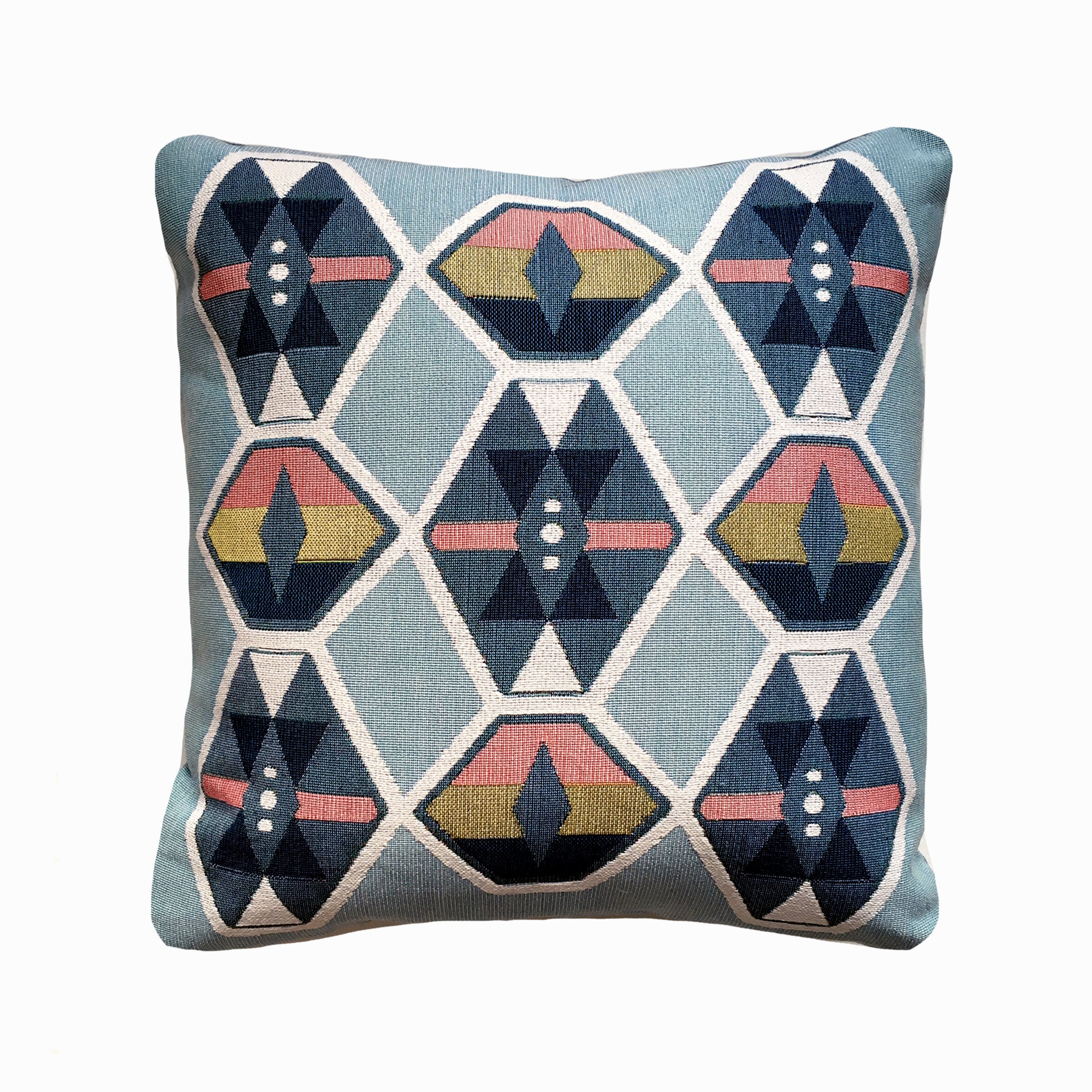 Cloud Aqua Geometric Pillow