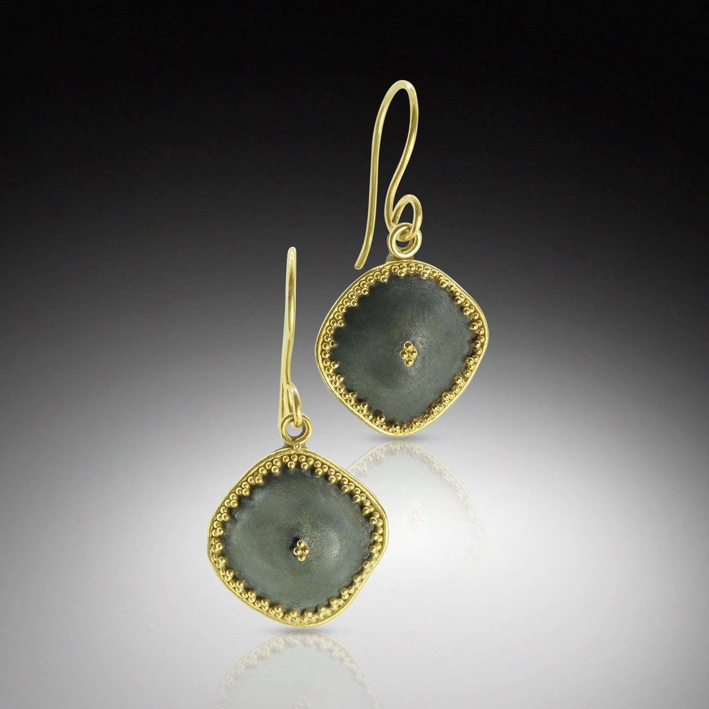 Blackened Patina with gold ear wire