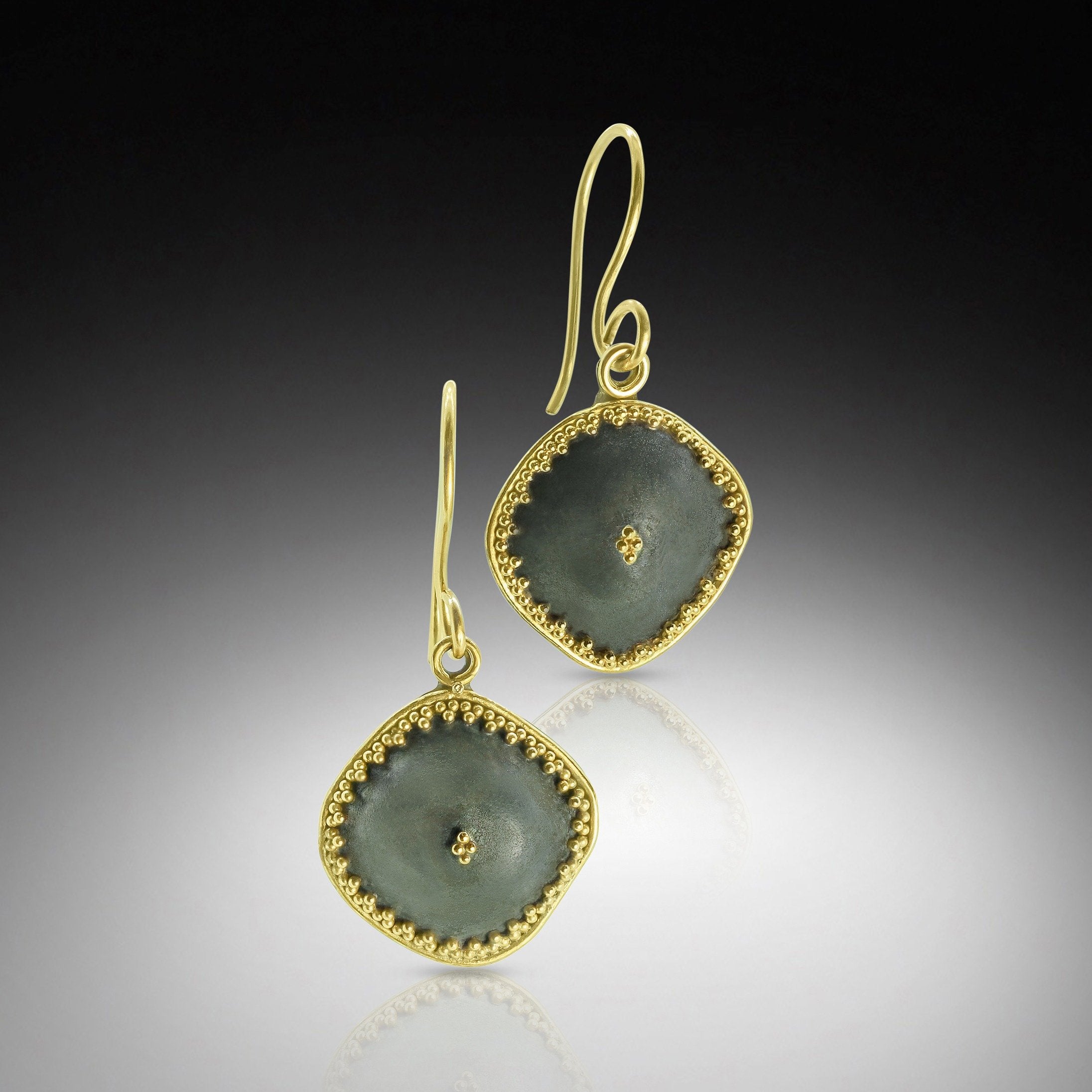 Blackened Patina with gold ear wire