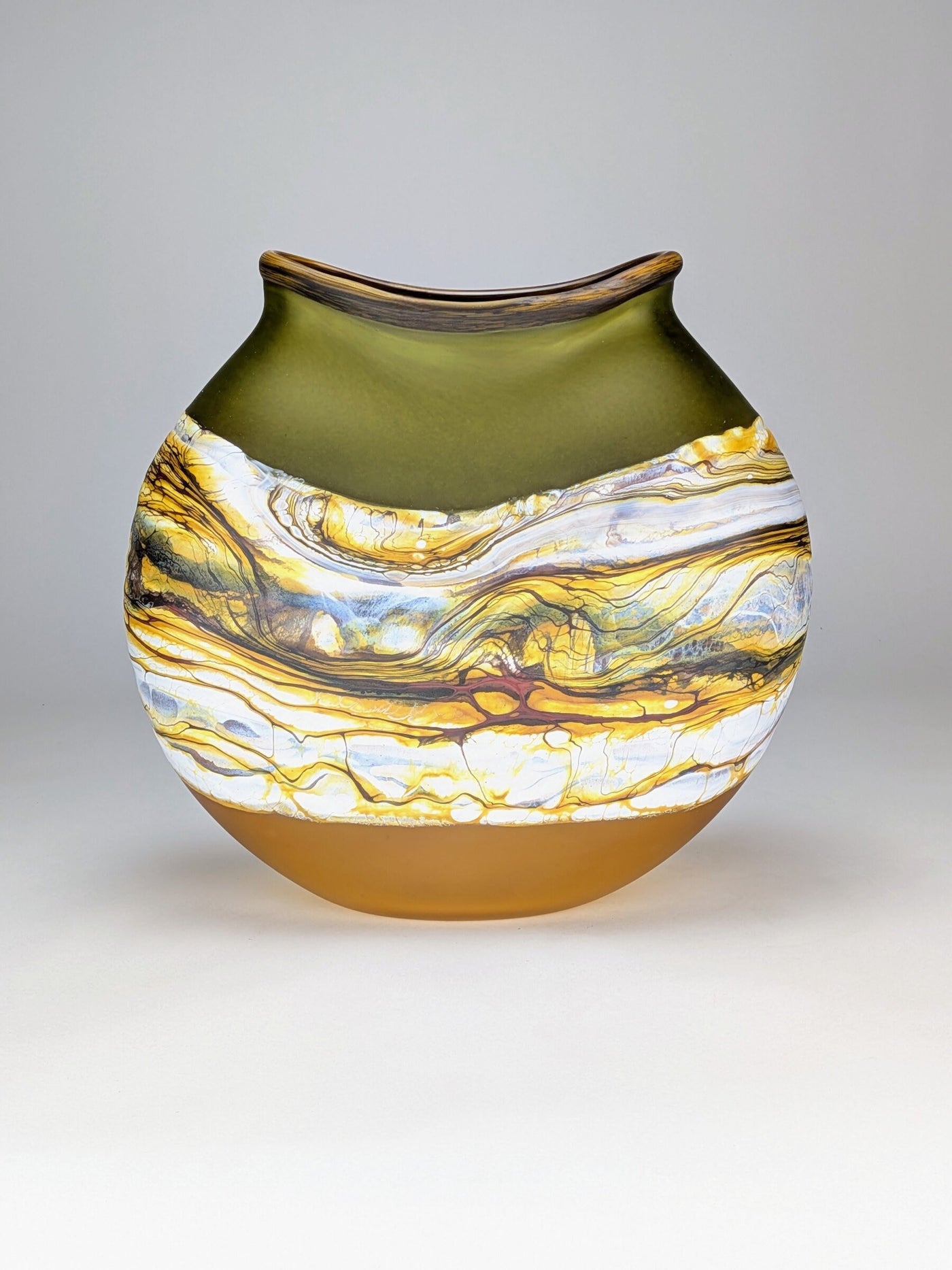 Satin Strata Flat Vessel