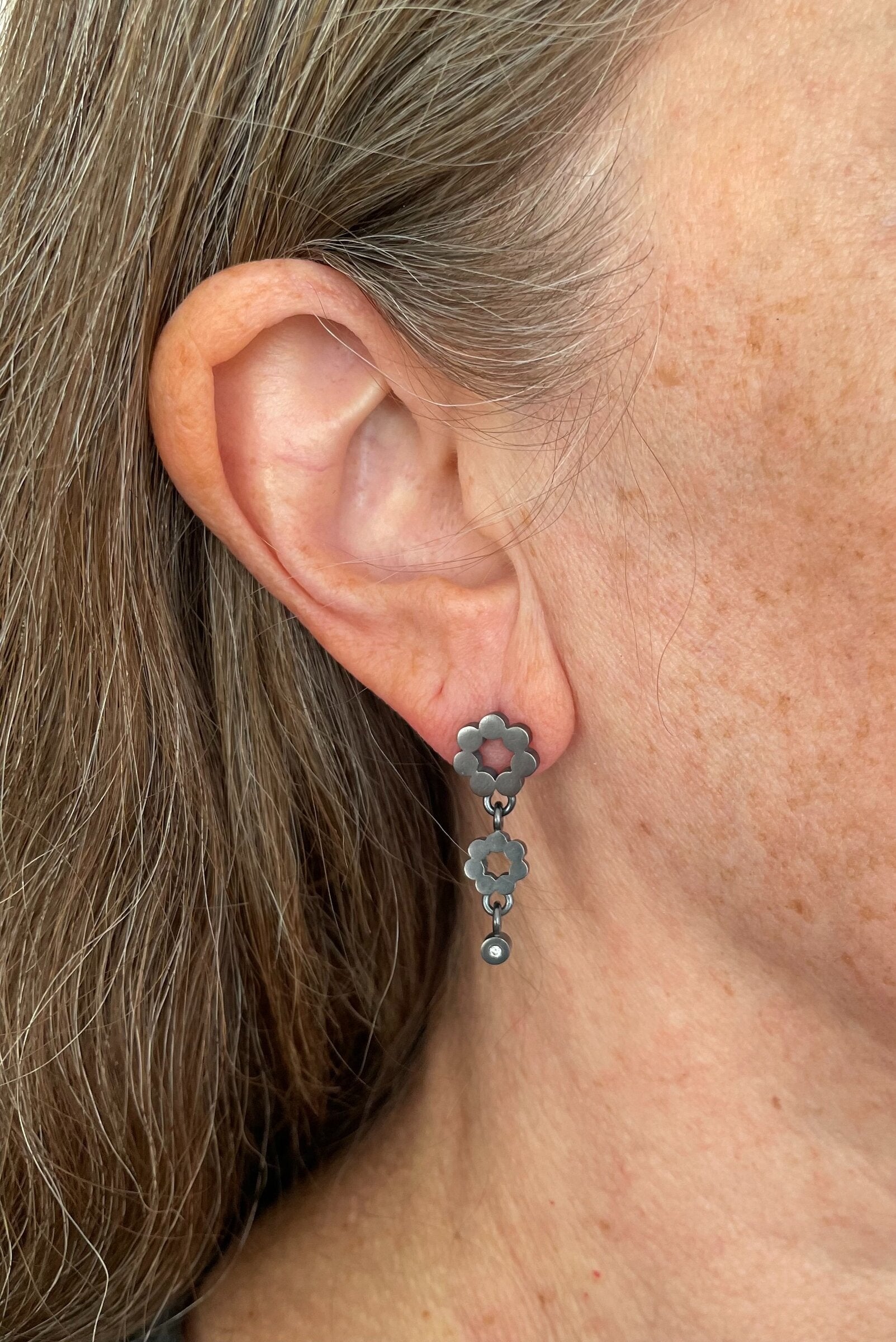 Double Flower Diamond Earrings
