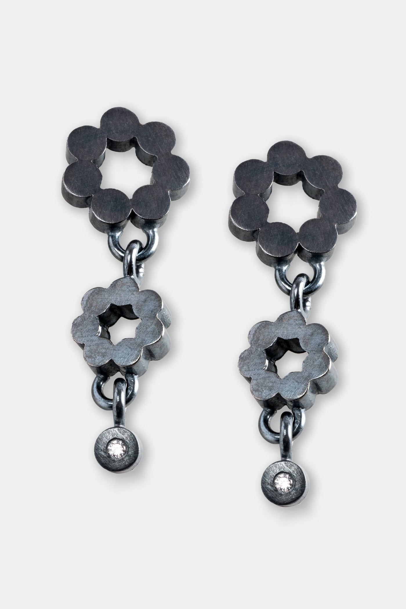 Double Flower Diamond Earrings