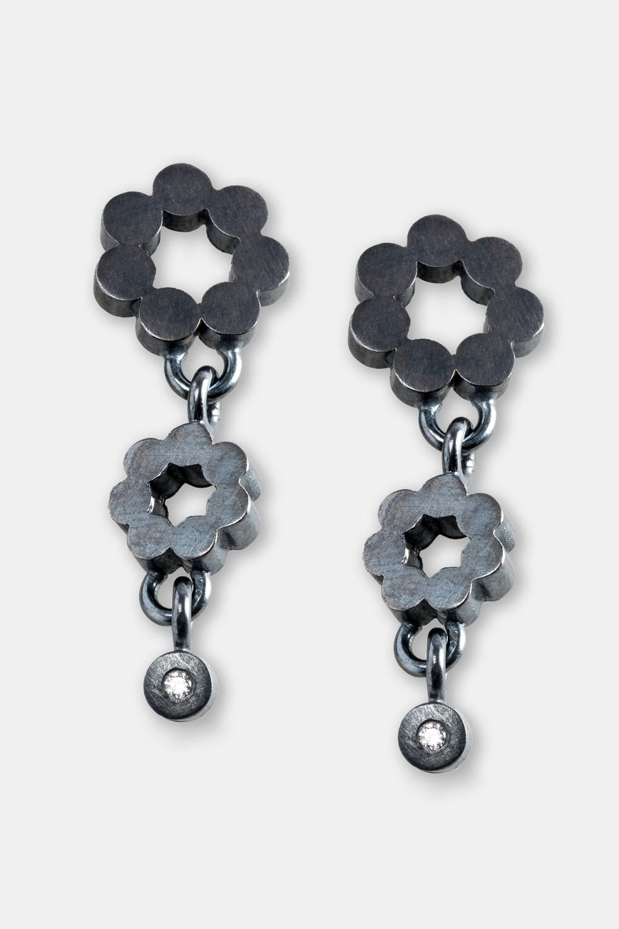 Double Flower Diamond Earrings