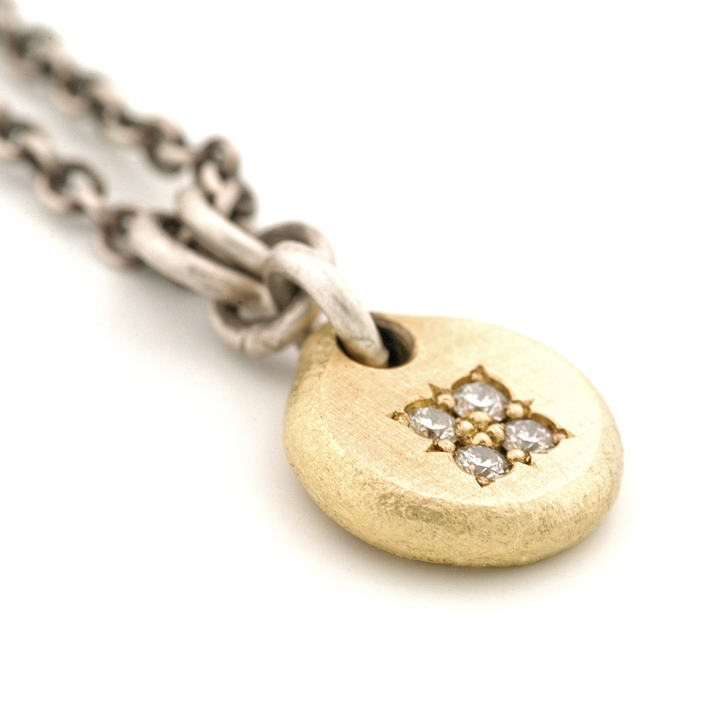 Forged Gold & Diamond Drop Pendant