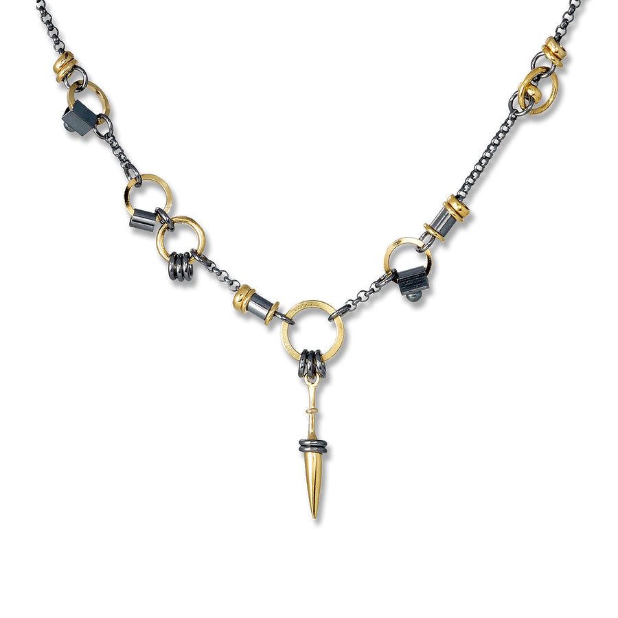 Black and Gold Spike Necklace