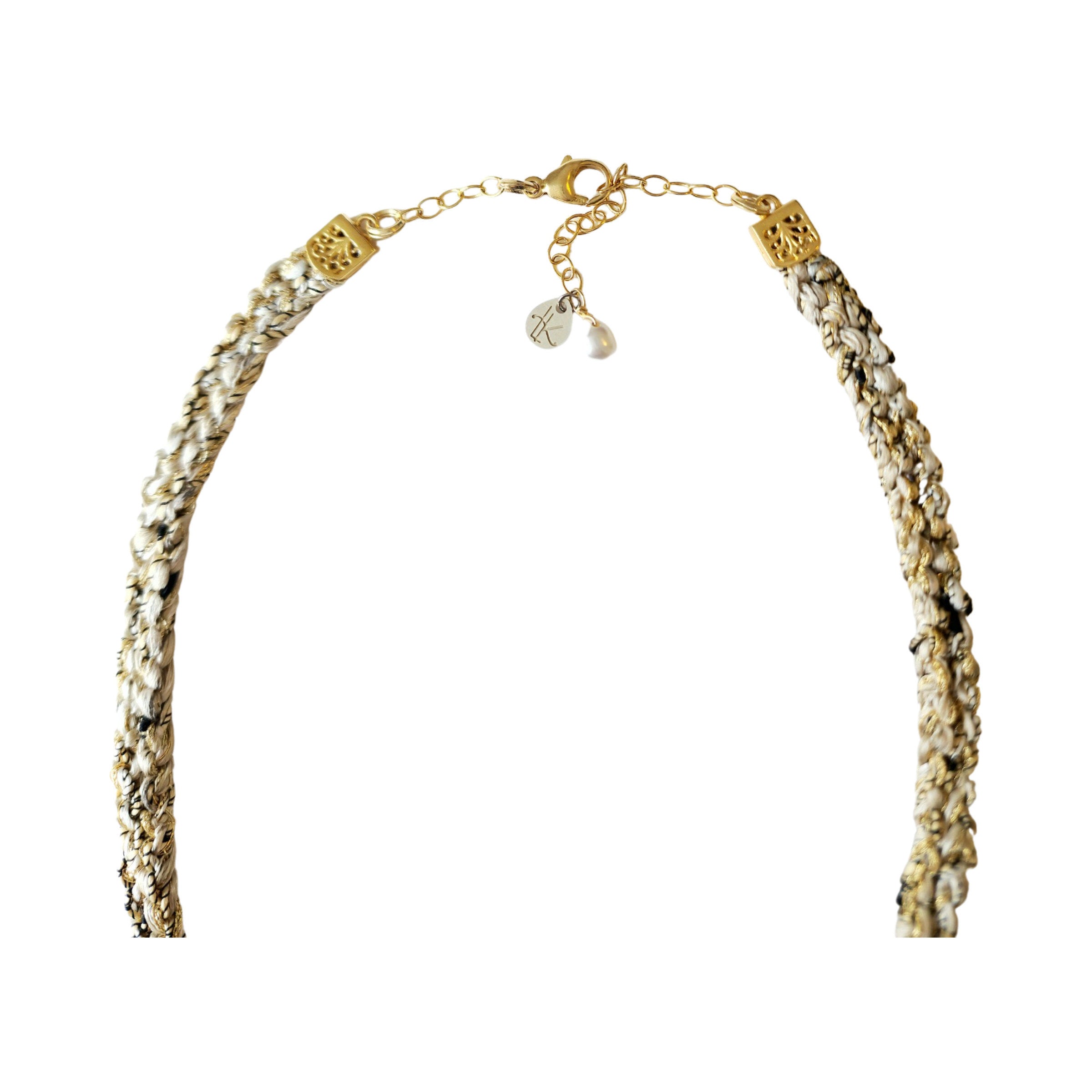 Baroque Pearl and Botanic Antique Button Necklace