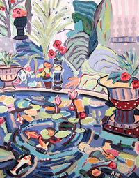 Stone Urns by the Lily Pond