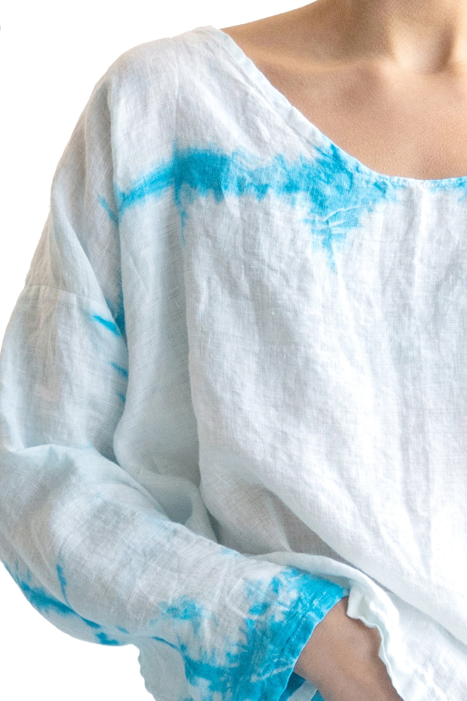 Easy Fit V Neck Shibori Top