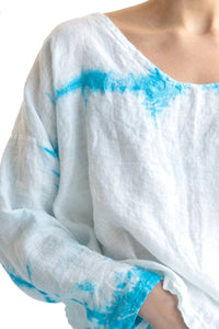 Easy Fit V Neck Shibori Top