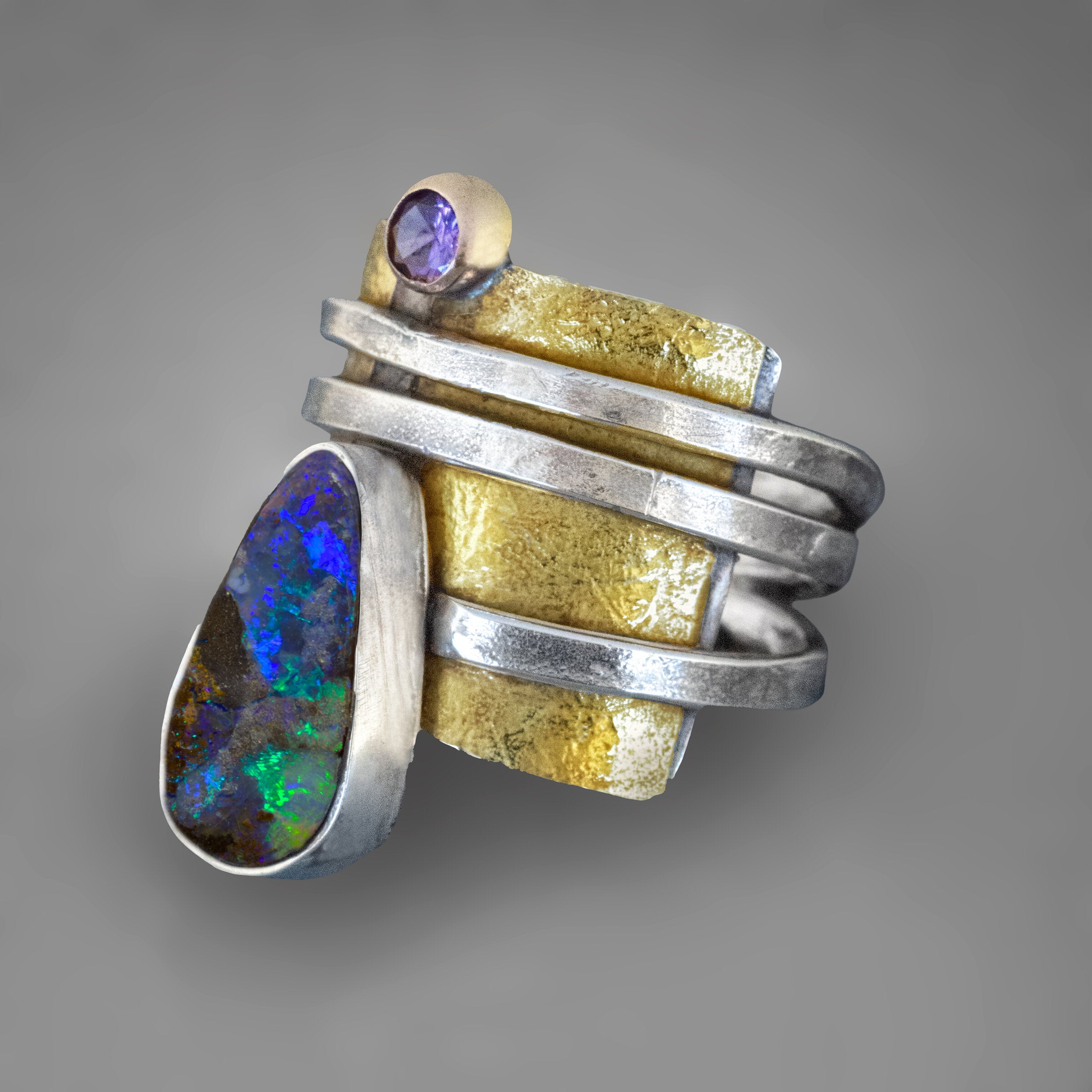 Wrapped Boulder Opal Ring
