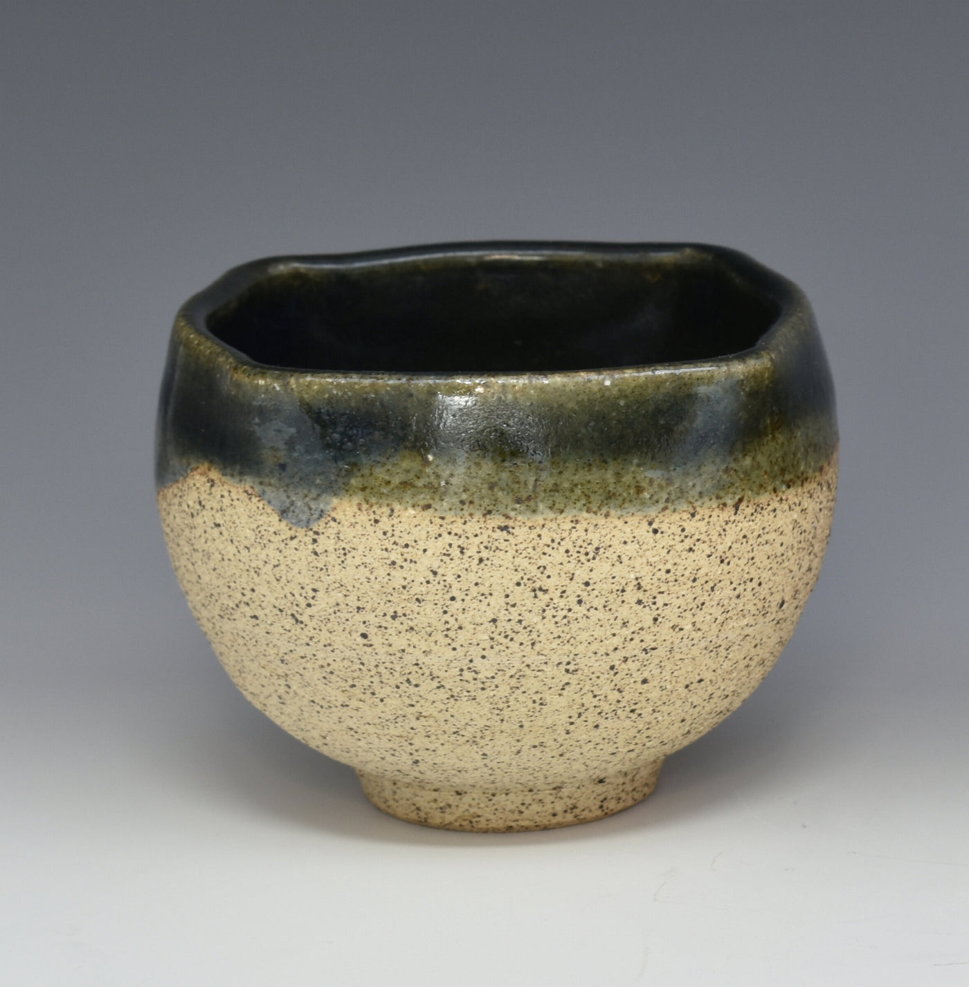 Green Speckled Stoneware Tea Bowl