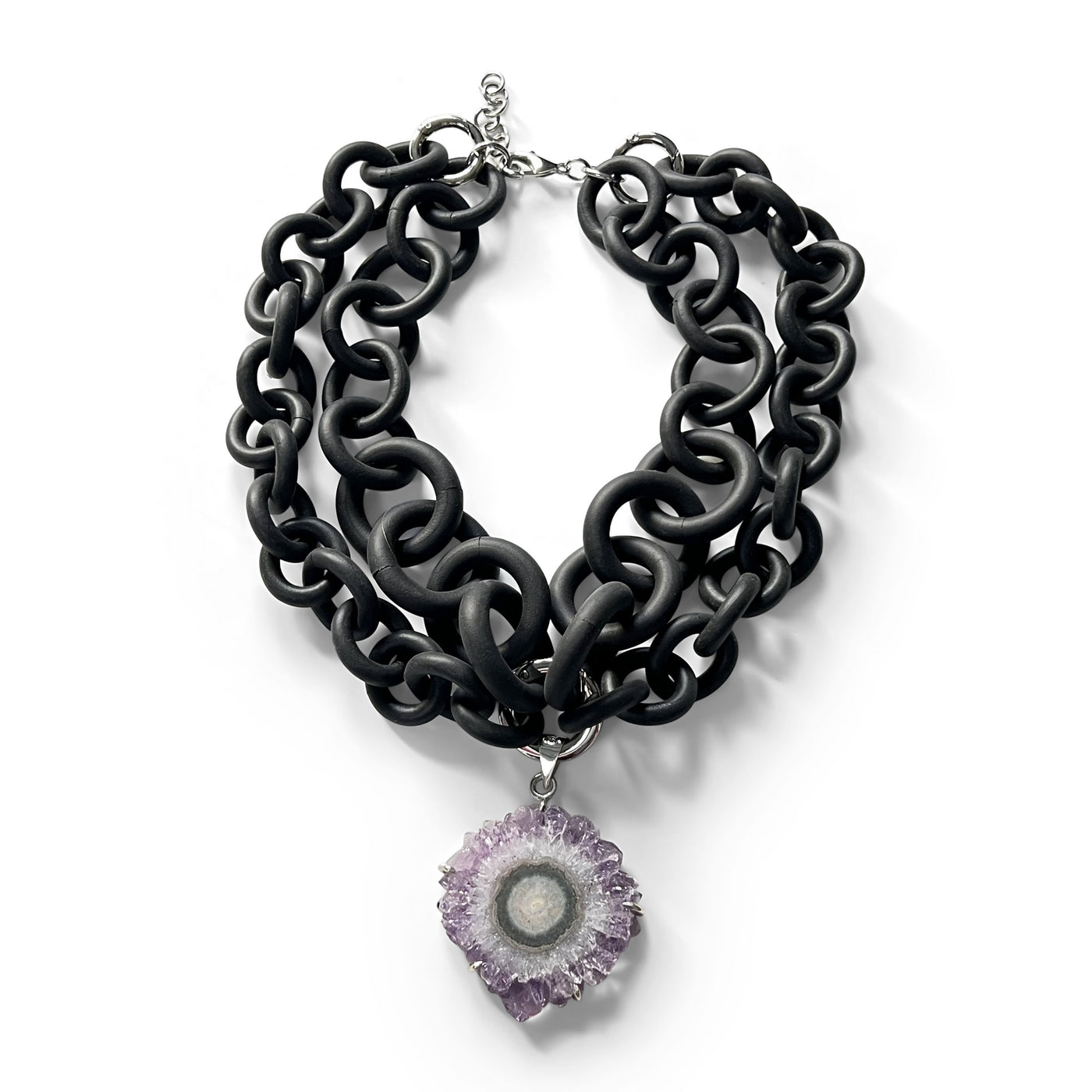 Amethyst Stalactite Convertible Rubber Necklace