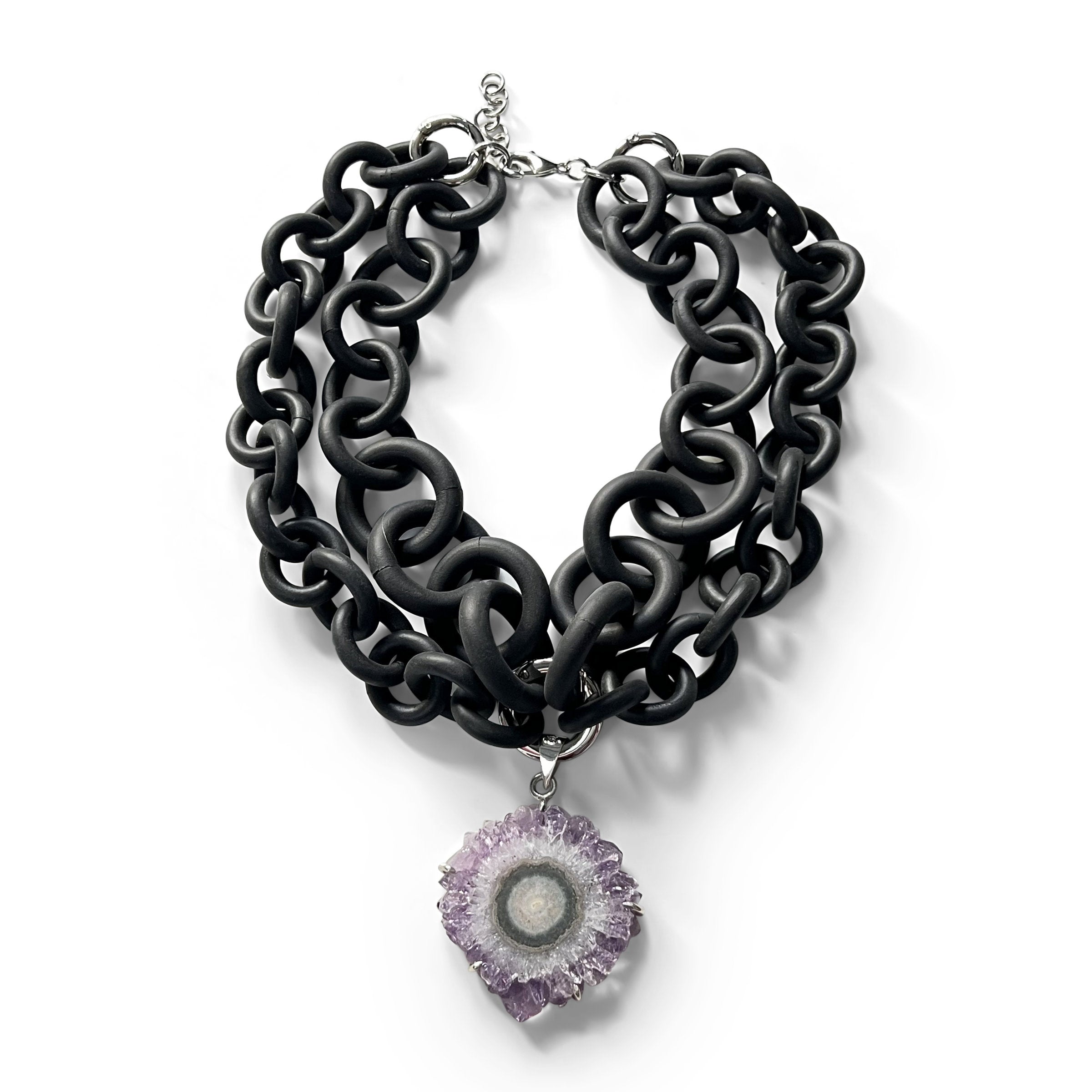 Amethyst Stalactite Convertible Rubber Necklace
