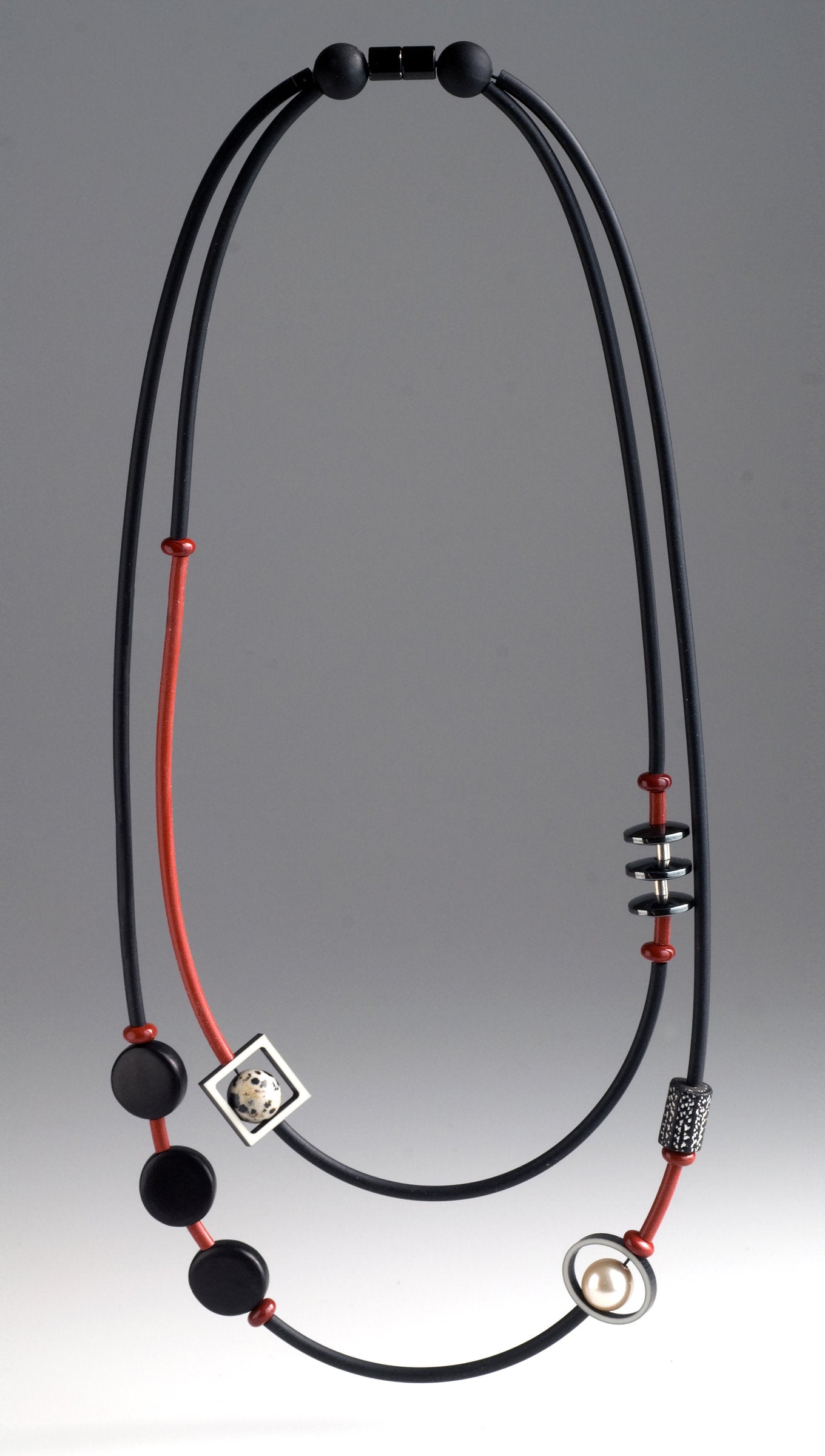 Red Double Wrap Mixed Media Necklace