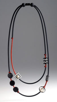 Red Double Wrap Mixed Media Necklace