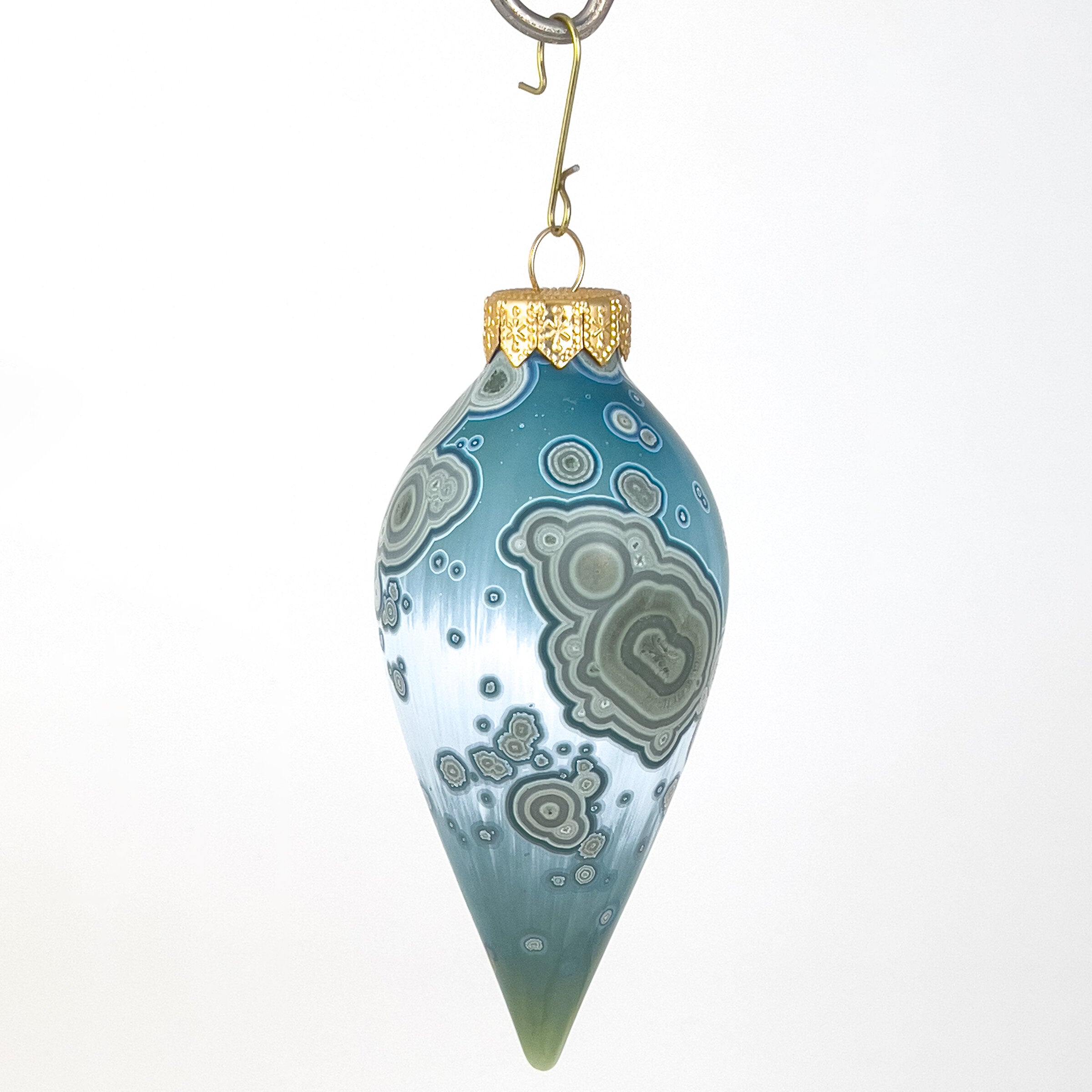 Crystalline Teardrop Ornament in Jade
