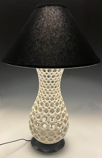 Pierced White Curvy Table Lamp