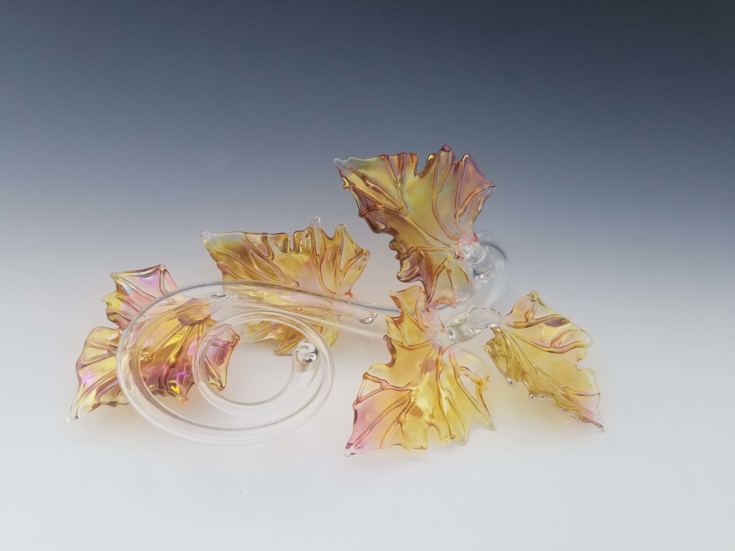Quintuple Glass Leaf Sculpture in Gold Fume