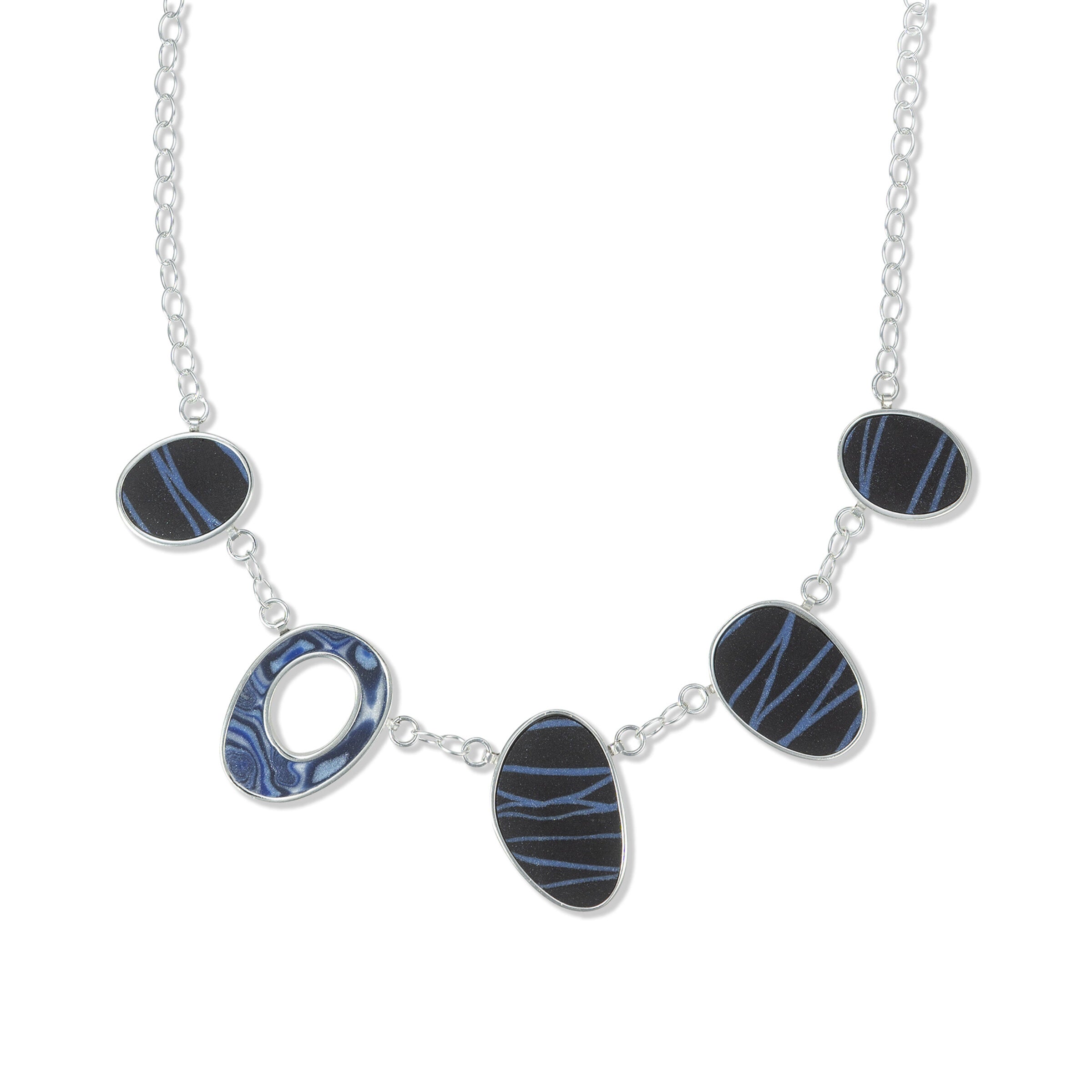Blue Five Oval Pieces Necklace