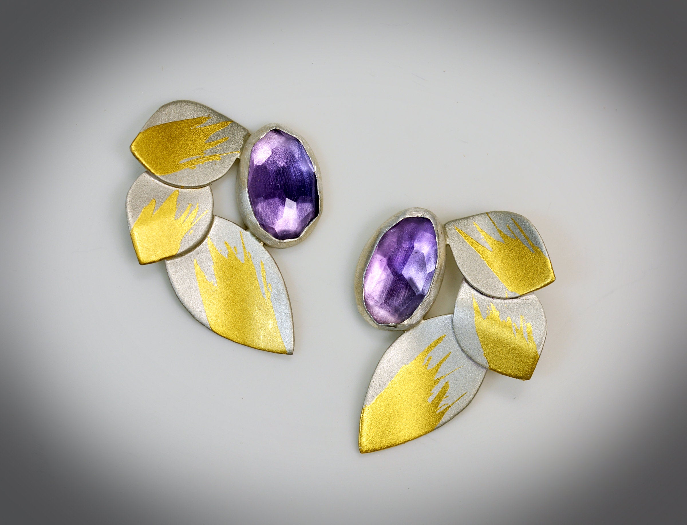 Amethyst Leaf Earrings