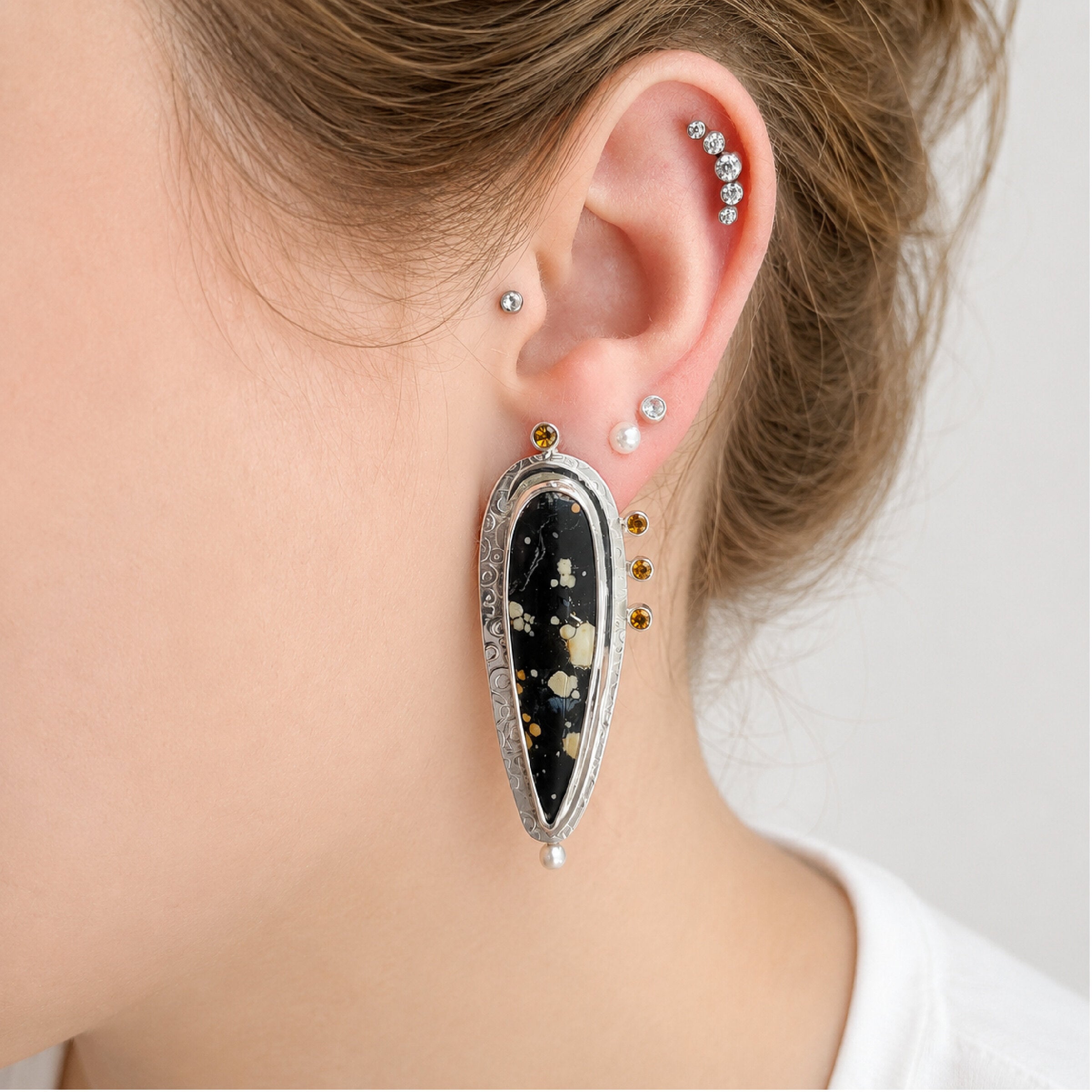 Starlit Fossil Palmroot Earrings