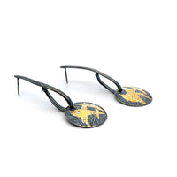 Long Wavy Keum-boo Disk Earrings