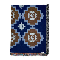 Loom Woven Throw Blanket in Navy Diamond
