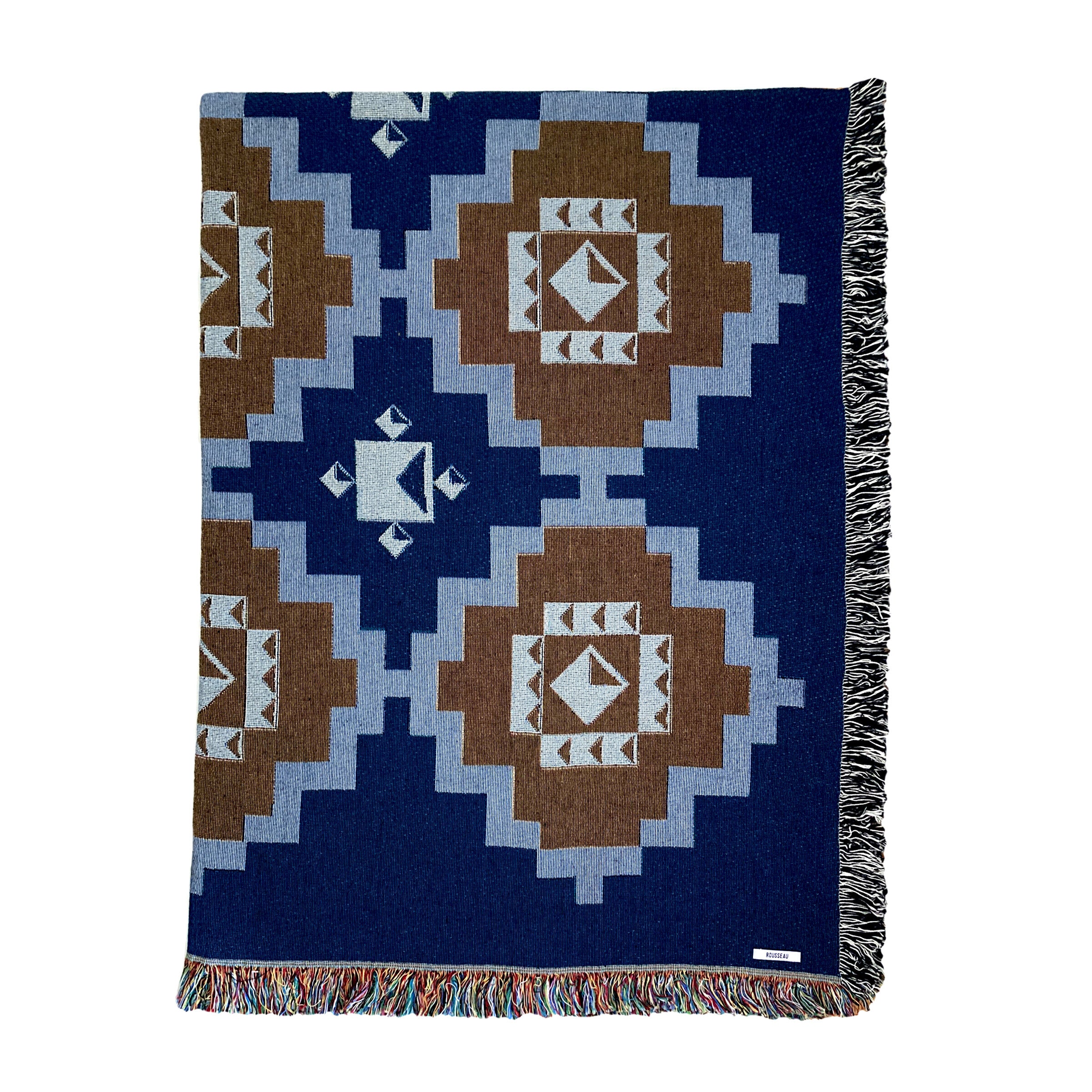 Loom Woven Throw Blanket in Navy Diamond