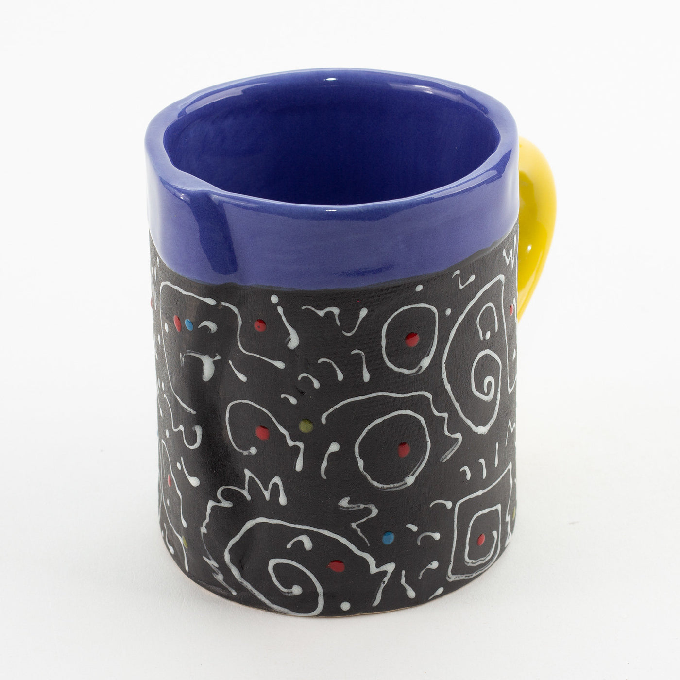 short white squiggle mug