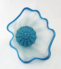 Pearlescent White with Electric Blue Sea Fan and Urchin Ball Sculpture