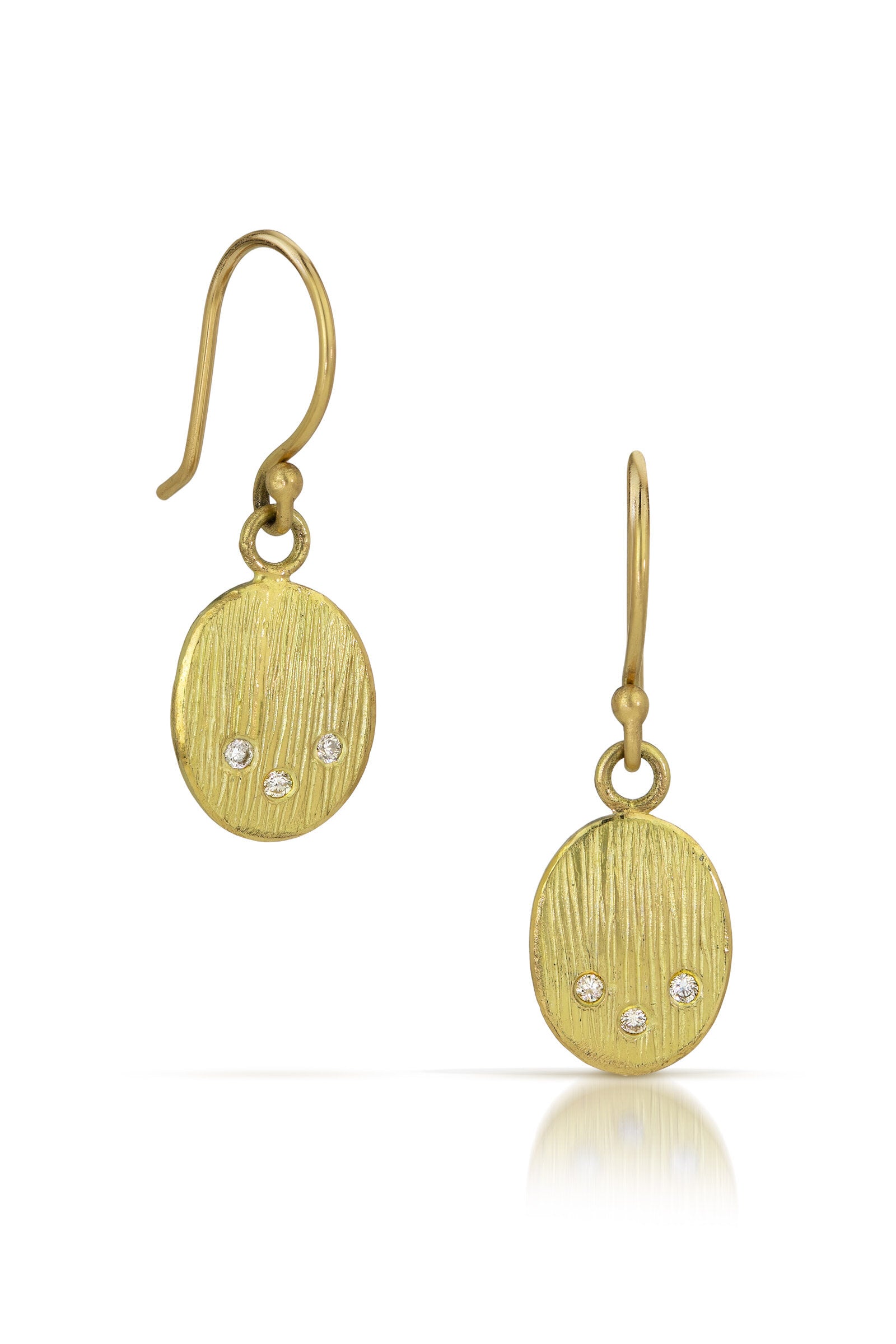 Carved Oval Diamond Earrings