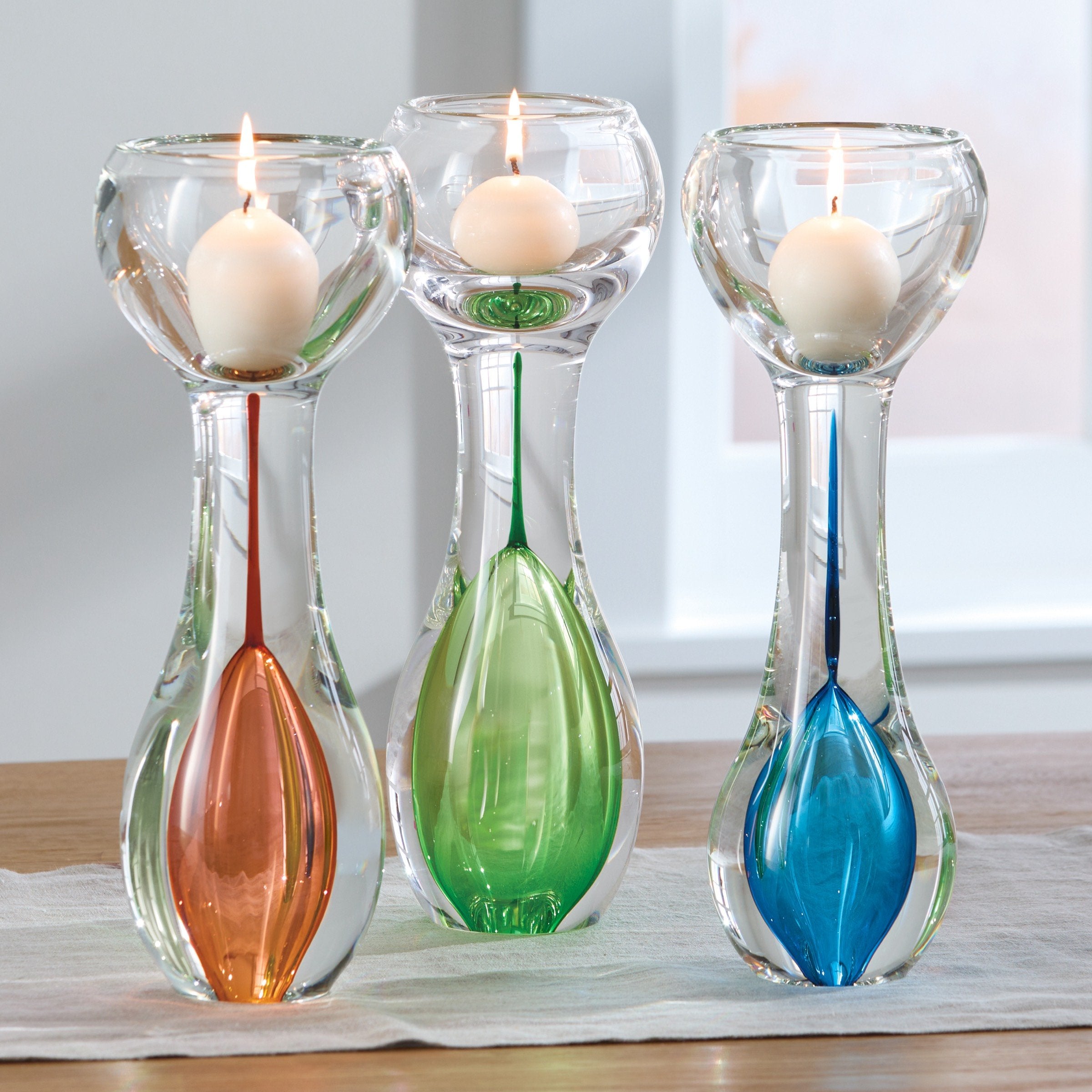 left to right: apricot, new green, turquoise