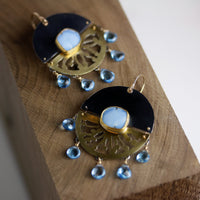 Lavender Turquoise Split Disc Earrings
