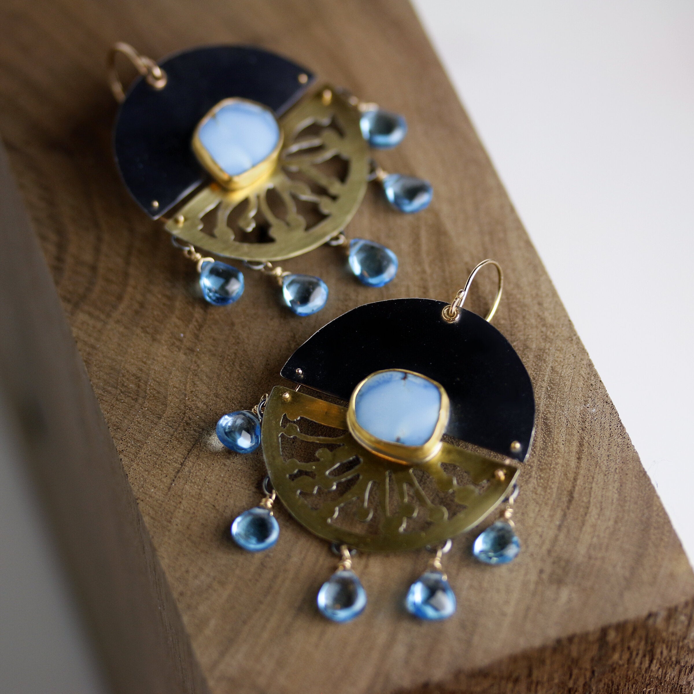Lavender Turquoise Split Disc Earrings
