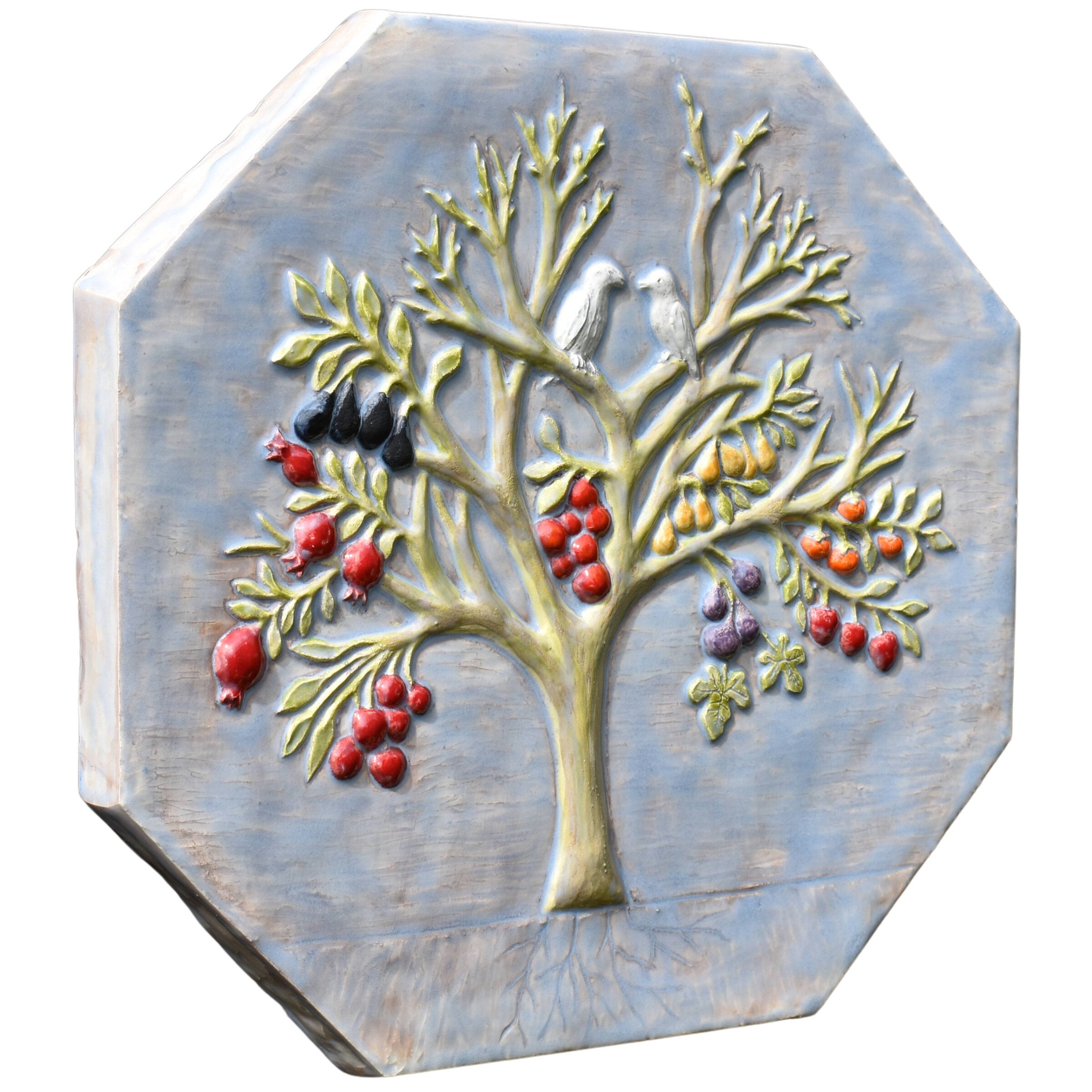 Magic Fruit Tree Octagon Wall Tile in Hyacinth