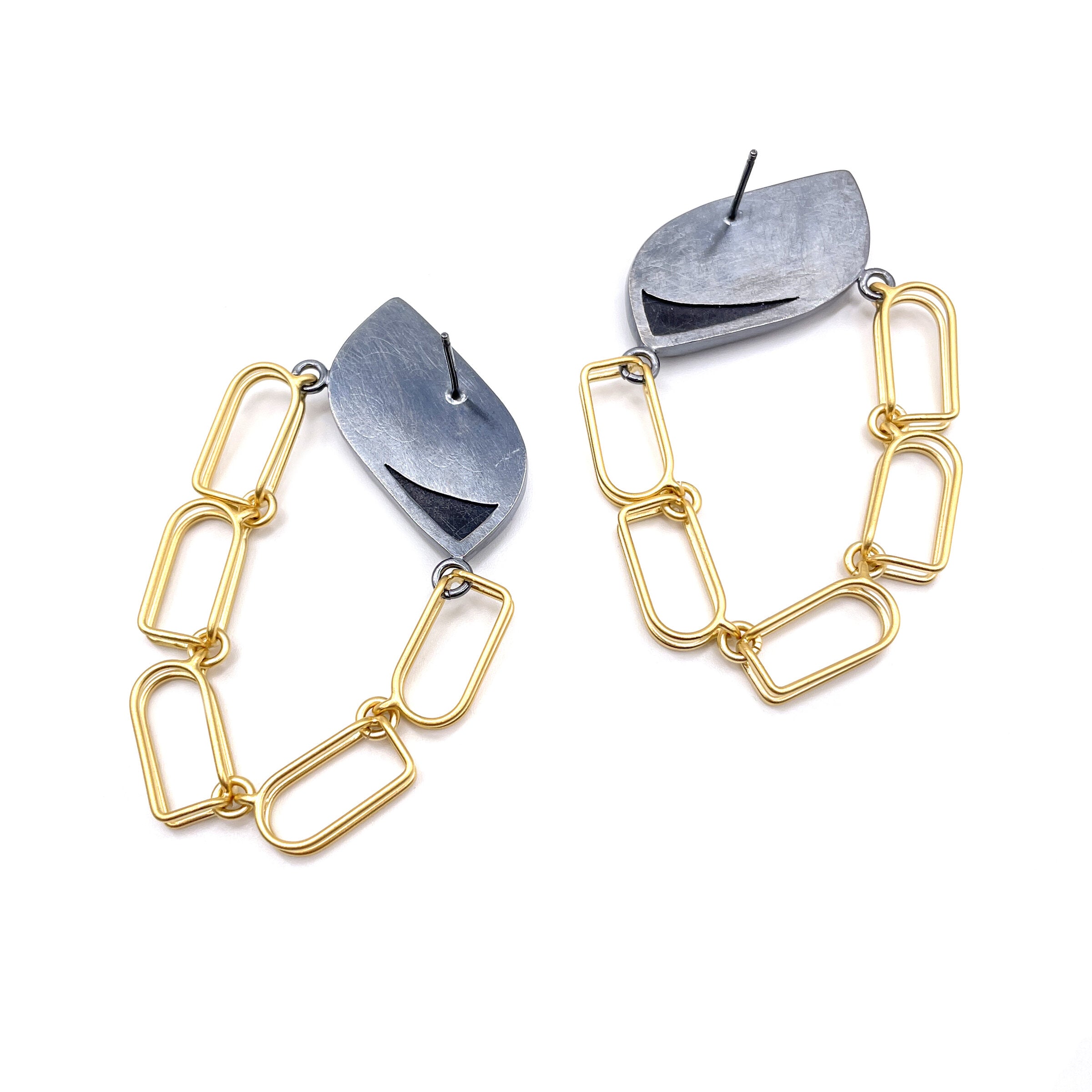 Chain & Onyx Earrings