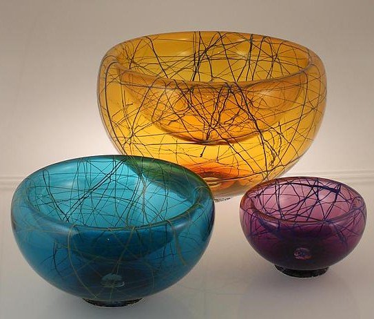 left to right: medium aqua, large amber, small hyacinth